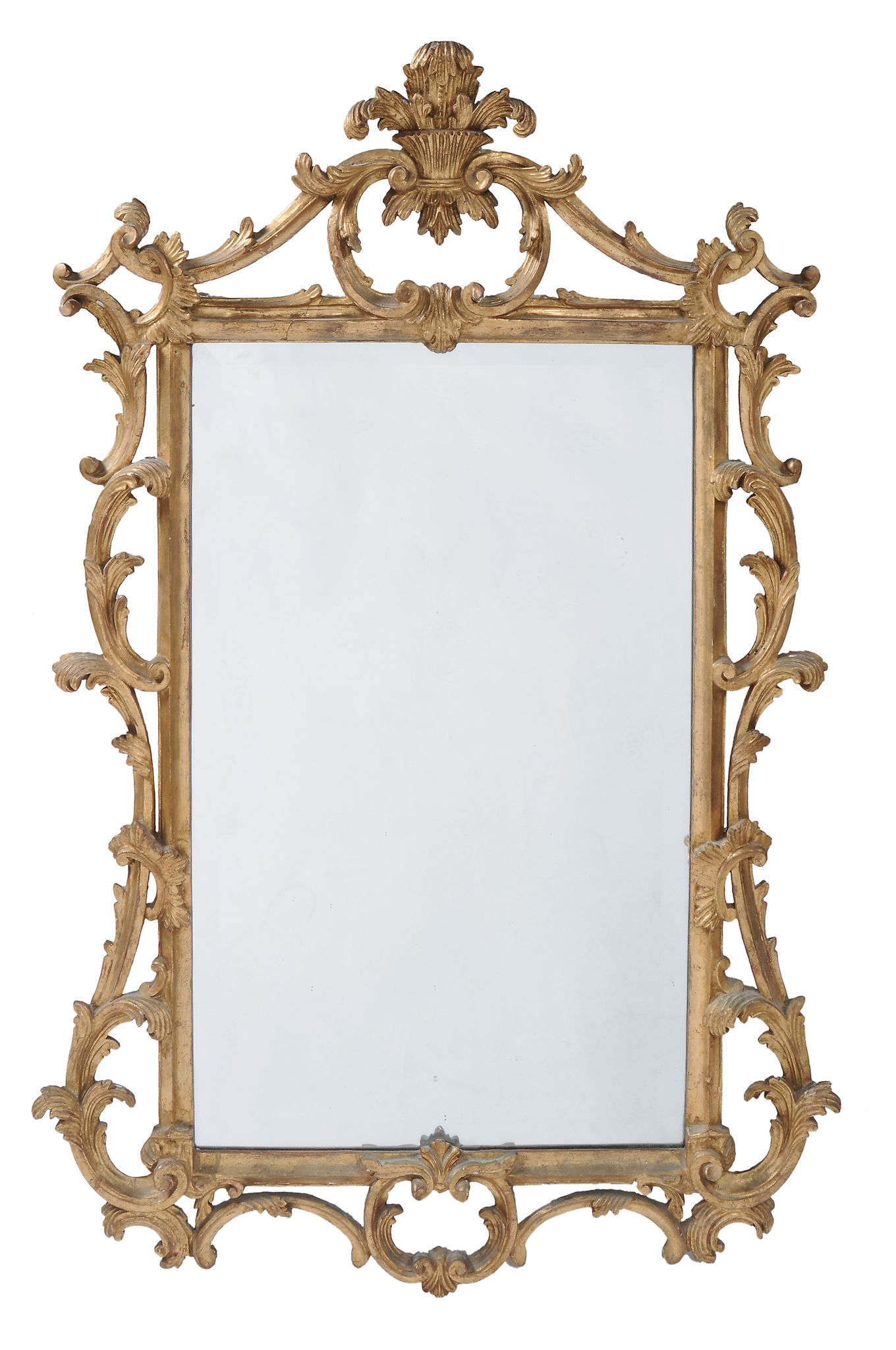 A giltwood fretwork mirror in the manner of Chippendale  A giltwood fretwork mirror in the manner of