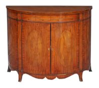 A Victorian inlaid satinwood demi lune commode, 19th century  A Victorian inlaid satinwood demi lune