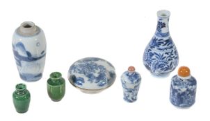 A small Chinese blue and white vase, Kangxi  A small Chinese blue and white vase,   Kangxi , painted