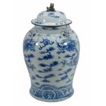 A Chinese blue and white porcelain baluster jar and cover  A Chinese blue and white porcelain