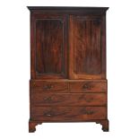 A George III mahogany linen press , circa 1780  A George III mahogany linen press  , circa 1780, the