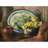 Herbert Davis Richter (1874-1955) - Still life with flowers in a vase, copper vessel and blue dish