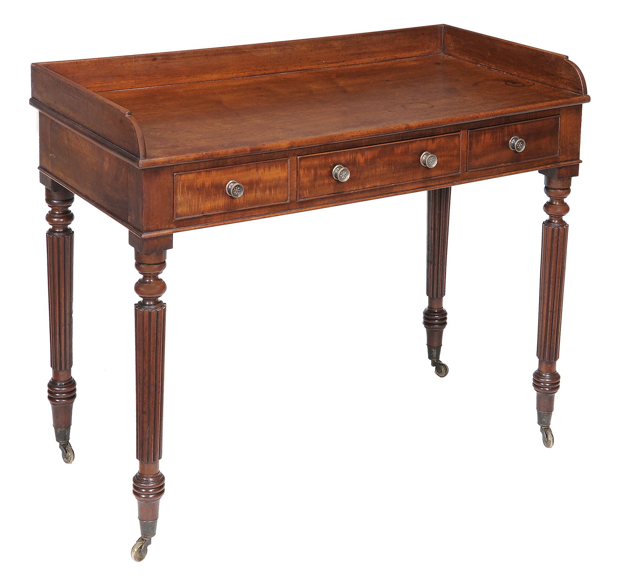 A William IV mahogany three drawer writing table, circa 1830  A William IV mahogany three drawer - Image 2 of 2