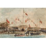 FranÃ§ois Geoffroy Roux (1811-1882) - Sketch of an Anglo-American naval ceremony Watercolour on pale