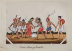 A set of twelve 19th Century Indian school gouache paintings on mica  A set of twelve 19th Century