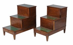 A pair of oak library step commodes, second half 19th century  A pair of oak library step commodes,