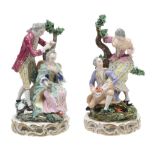 A pair of Derby porcelain groups of The Hairdresser & The Shoe black  A pair of Derby (Robt.