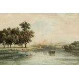 John Varley the Elder (1778-1842) - View of the Thames, with Windsor Castle beyond Watercolour