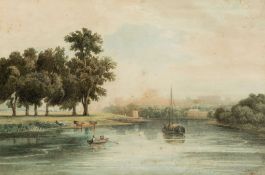 John Varley the Elder (1778-1842) - View of the Thames, with Windsor Castle beyond Watercolour