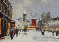 Antoine Blanchard (1910-1988) - Moulin Rouge on a winters day Oil on canvas Signed lower right 41