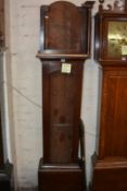 An oak eight-day longcase clock in distressed condition, late 18th century, the four pillar rack