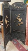 A Japanese lacquered screen 175cm high, 134cm wide