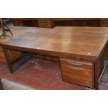 A Jens Risom Design Limited hardwood desk, with return 74cm high, 188cm length