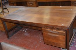 A Jens Risom Design Limited hardwood desk, with return 74cm high, 188cm length