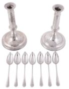 Seven silver rat-tail pattern grapefruit spoons by Cooper Brothers & Son, Sheffield 1932 and 1933;