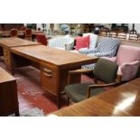 A Jens Risom Design Limited hardwood desk and chair 71cm high, 207cm wide