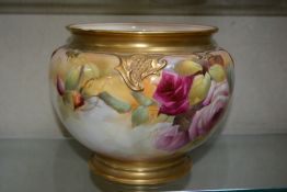 A Royal Worcester jardinière, painted with roses and signed by P. Austin, date code for 1926,