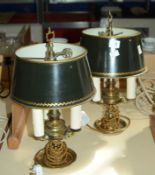 A pair of 20th Century three light Bouillotte lamps, 40cm high approx.