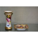 A Royal Worcester vase, painted with roses and signed by E. S. Pilsbury, of flared cylindrical form,