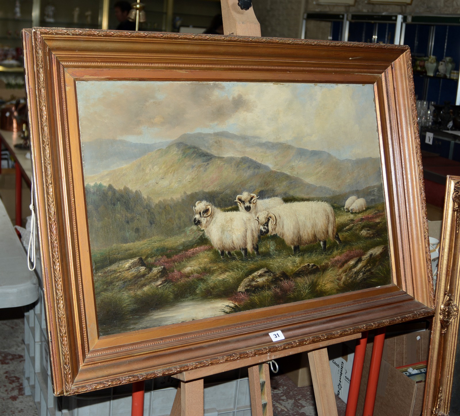 19th Century School Sheep in a landscape Oil on canvas Unsigned 50cm x 75cm