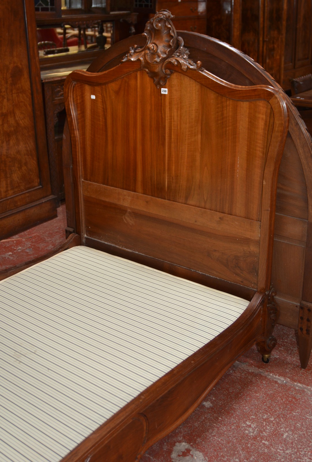 A walnut framed single bed in Louis XV style 146cm high, 207cm length - Image 2 of 2