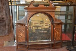 An Edwardian rosewood and inlaid overmantel mirror 128cm high, 125cm wide