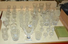 A selection of 19th century drinking glasses including clear glass rummers, tumblers etc