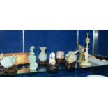A quantity of assorted collectable items to include a Chinese ivory figure, (head glued and other