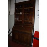 An Edwardian mahogany bureau bookcase 238cm high, 122cm wide