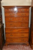 A 19th Century mahogany chest on chest, with two short and six long drawers on bracket feet 172cm