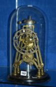 A Victorian brass skeleton timepiece, late 19th century, the single train fusee movement with anchor