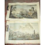 After Salvadore Rosa (1615-1673) Harbour scenes Engravings, a pair Unframed