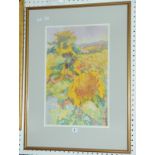 Shirley Easton (20th Century) Sunflowers Acrylic Signed lower left 54cm x 34.5cm