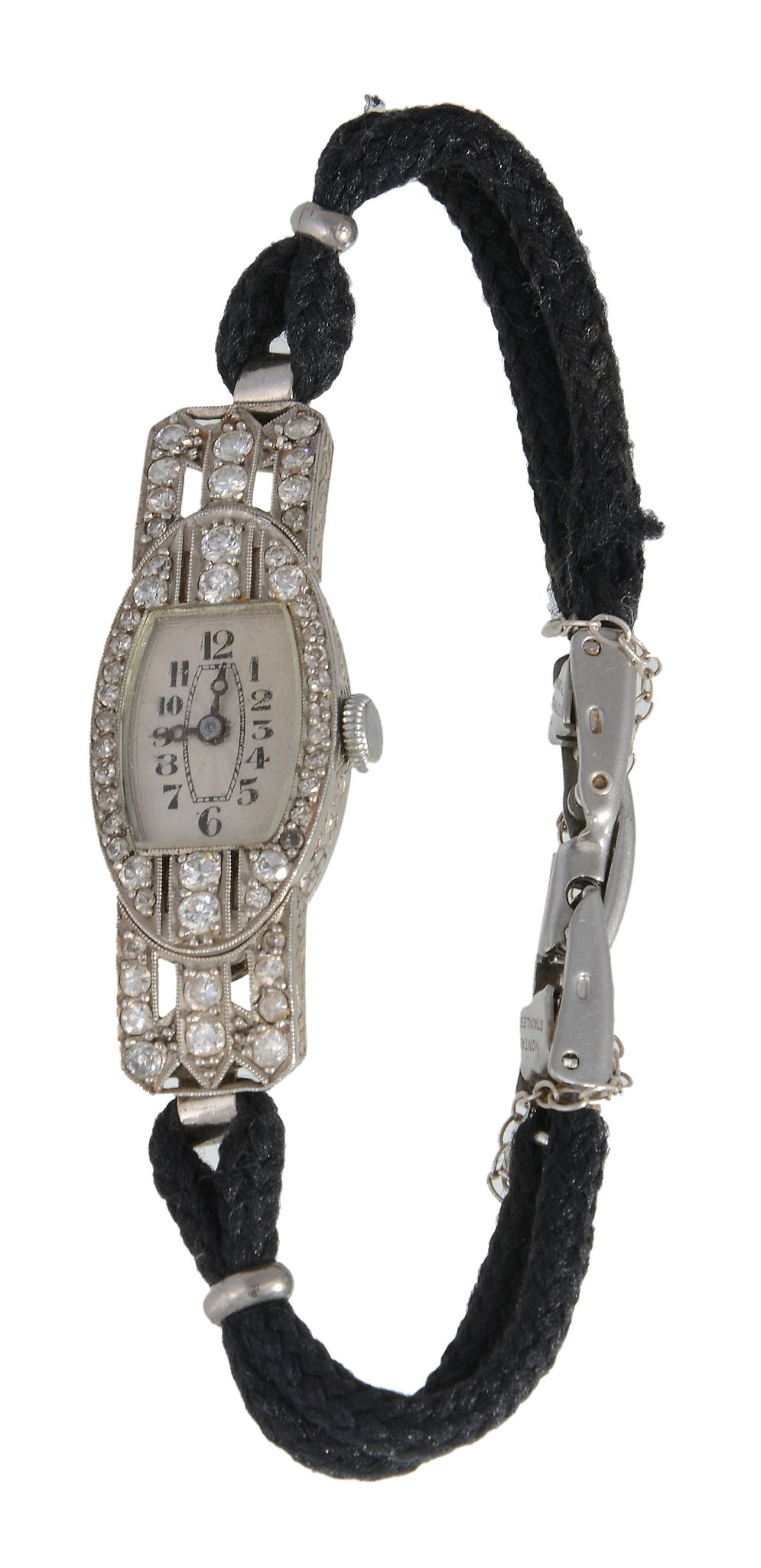 A lady's Art Deco platinum and diamond wristwatch, French poincon  A lady's Art Deco platinum and