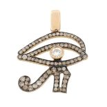 A diamond set Eye of Amun Ra pendant, the pierced pendant set with cinnamon... A diamond set Eye