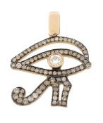 A diamond set Eye of Amun Ra pendant, the pierced pendant set with cinnamon... A diamond set Eye