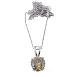 A diamond single stone pendant, the brilliant cut brown diamond  A diamond single stone pendant,