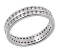 A double row eternity ring, set with two rows of brilliant cut diamonds  A double row eternity ring,