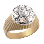 A rose cut diamond cluster ring, the circular panel set with a cluster of...  A rose cut diamond