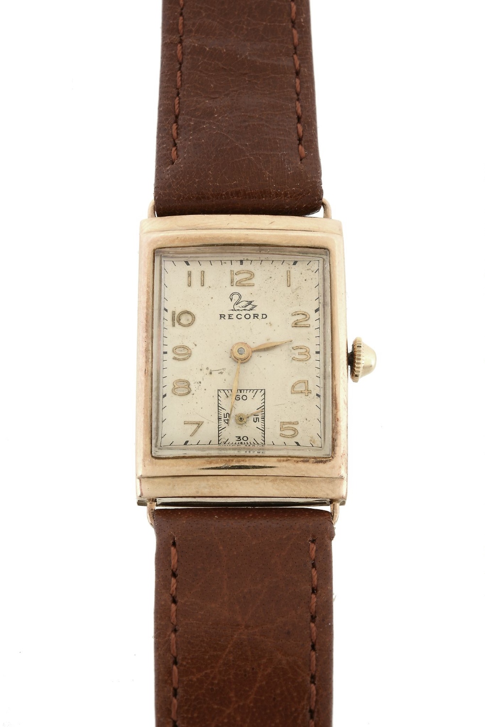 Record, ref.133497, a 9 carat gold rectangular wristwatch  Record, ref.133497, a 9 carat gold