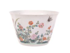 A Chinese  famille verte   flared bowl, 19th century,   finely potted, the exterior painted with