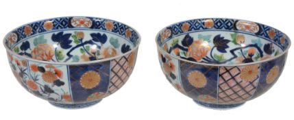 A Pair of Arita Deep Bowls  , each of circular form with slightly everted lip and decorated with