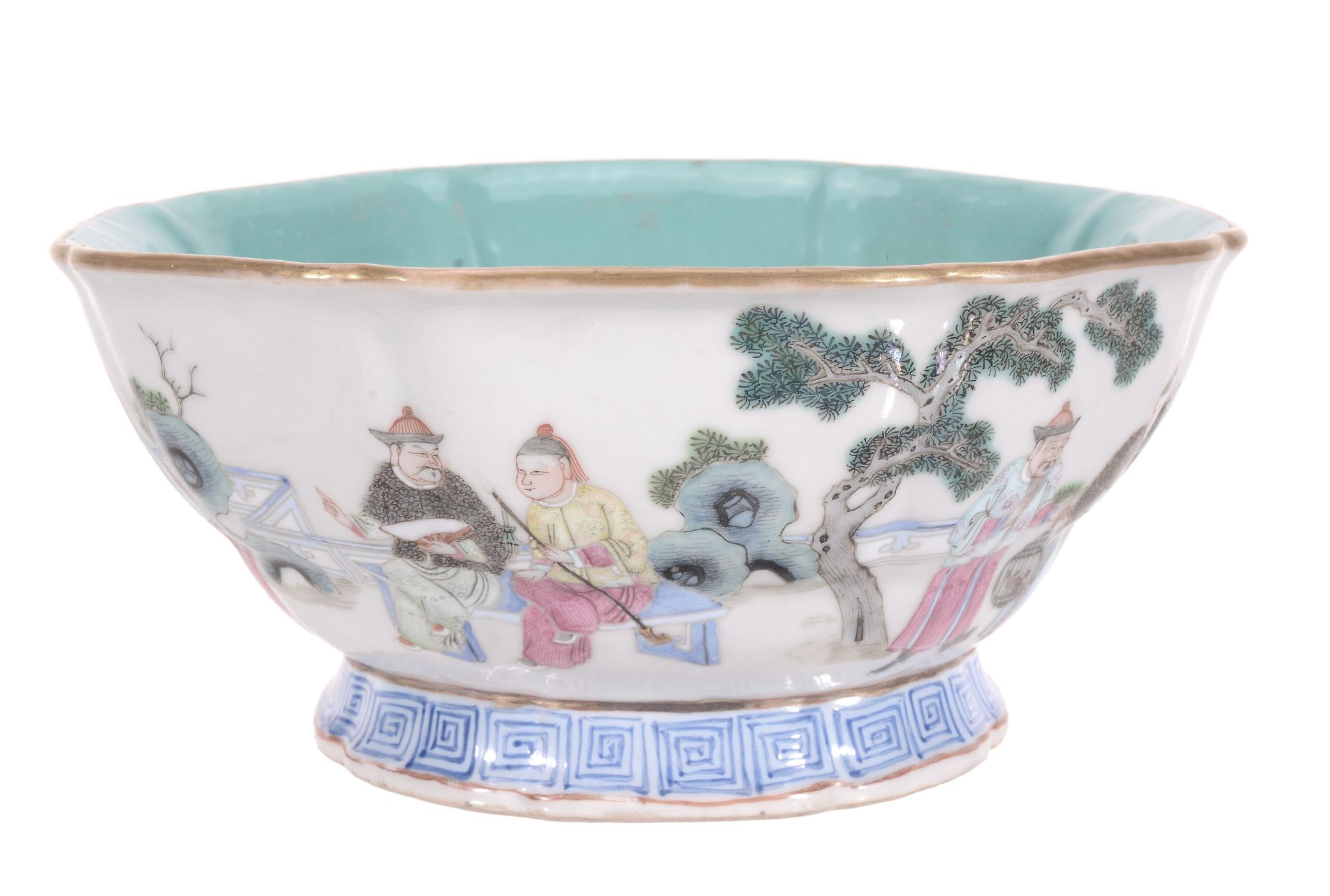A  famille rose   octagonal bowl, Daoguang seal marks and of the period  ,     the exterior painted