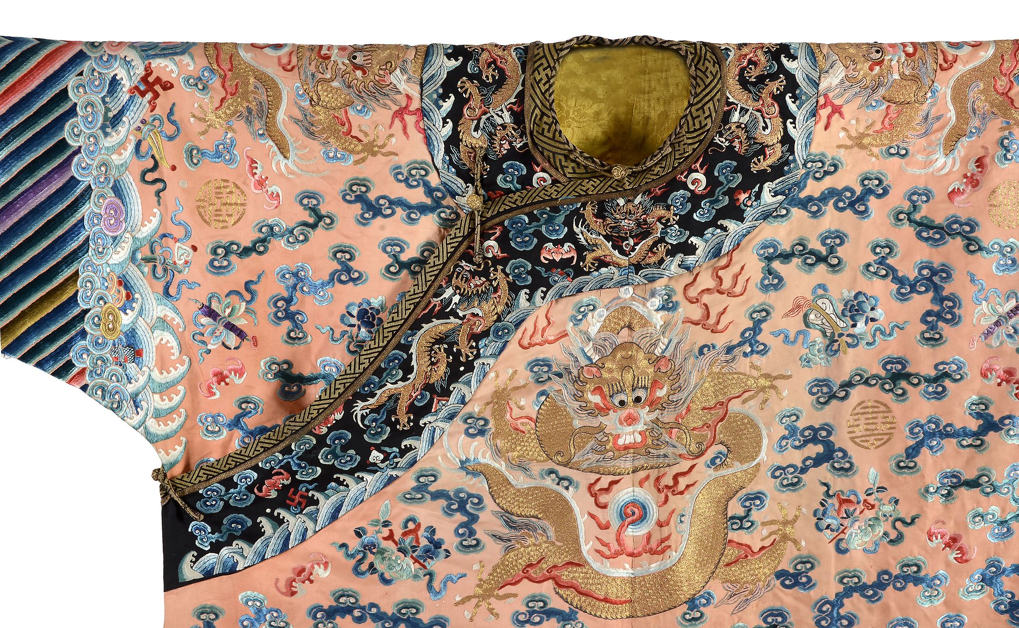 A rare embroidered Imperial apricot ground twelve symbols dragon robe, jifu, 19h century  , finely - Image 5 of 5