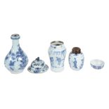 A Chinese blue and white jar, Kangxi  ,  painted with alternating panels of figures and flowers,