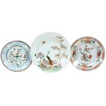 A  famille rose   dish, Qianlong  , painted with a peacock standing on a rock between bamboo and