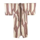 A Silk Gauze Summer Kimono   dyed in blue/black with scattered flower heads and trailing foliage,