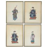 A set of four Chinese watercolours of Chinese costumes, circa 1825  , ink and watercolour on