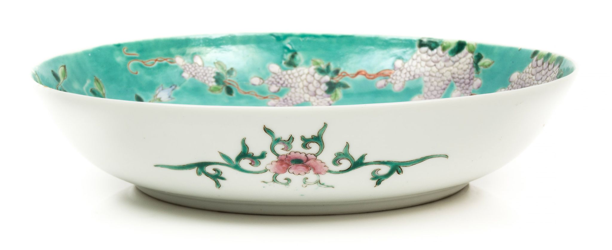 A turquoise ground  famille rose   enameled porcelain plates,  Dayazhai Marks,   decorated in - Image 3 of 3