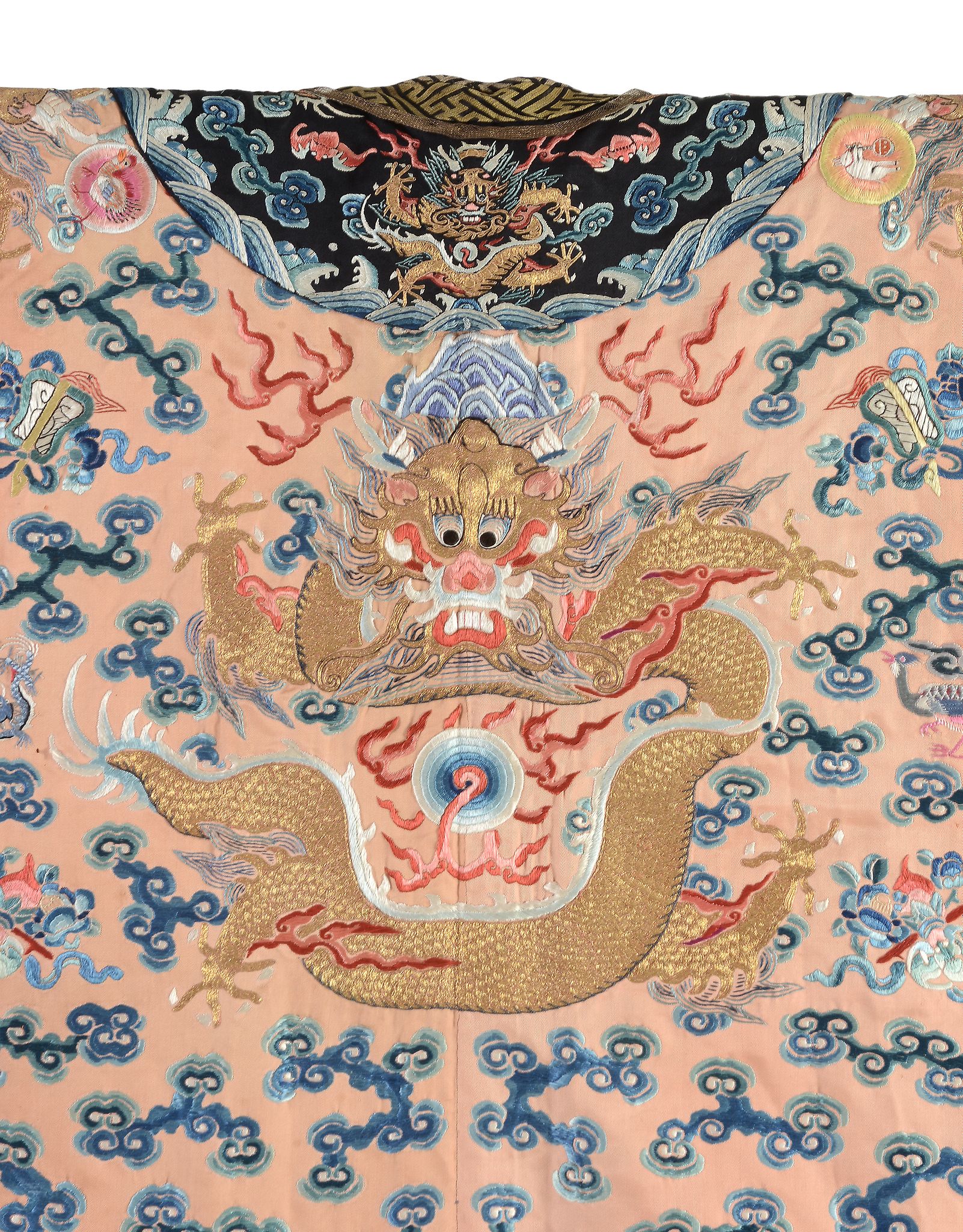 A rare embroidered Imperial apricot ground twelve symbols dragon robe, jifu, 19h century  , finely - Image 4 of 5